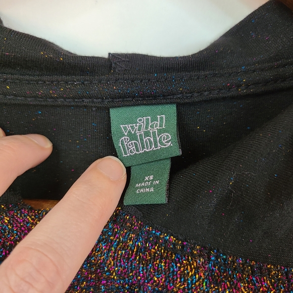 Wild Fable Metallic Hooded Long Sleeve Top XS - Picture 3 of 4